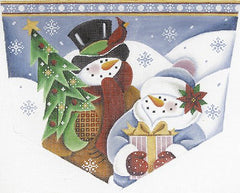 Rebecca Wood Designs Snowman Couple Stocking Cuff Needlepoint Canvas - 13M