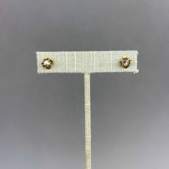 14k Rose Gold and Diamond Stud Earring in Quatrefoil Setting