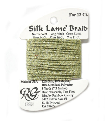Rainbow Gallery Silk Lame Braid 13 - 204 Green Olive