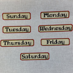 The Gingham Stitchery Kirkland Design Studios Pink Green Perpetual Calendar Days Needlepoint Canvas