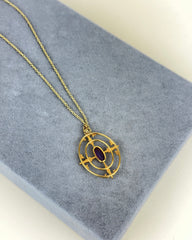 Antique Gold Filled Amethyst Target Pendant Necklace