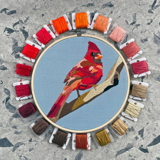 Kate Wyatt Fine Art Cardinal Embroidery and Beadwork Kit