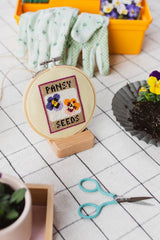 Cotton Clara Beginner Pansy Seeds Cross Stitch Kit