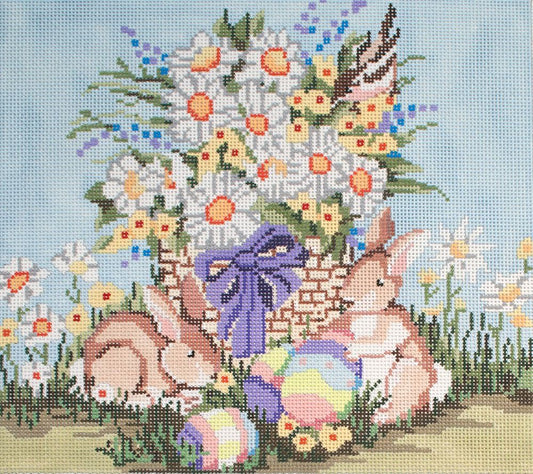 Birds of a Feather Easter Bunnies Needlepoint Canvas