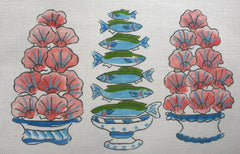 Kate Dickerson Needlepoint Collections Scallops & Bluefish Needlepoint Canvas