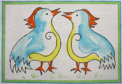 Kate Dickerson Needlepoint Collections Two Chatty Birds by Jilly Walsh Needlepoint Canvas