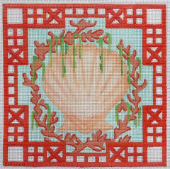 Kate Dickerson Needlepoint Collections Scallop & Seaweed Letter Needlepoint Canvas