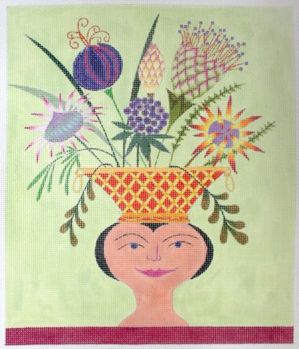 Zecca Summer Head Vase Needlepoint Canvas