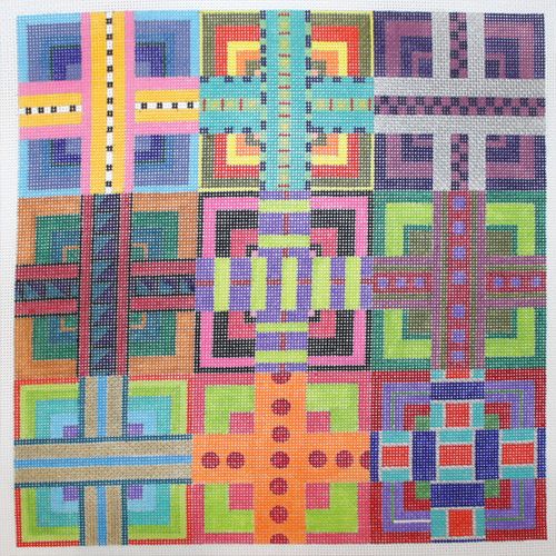 Zecca Ribbon Squares 362 Needlepoint Canvas
