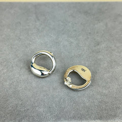 Vintage Sterling Silver Puffy Circle Post Earring