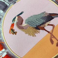 Kate Wyatt Fine Art Great Blue Heron Embroidery Kit