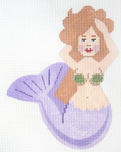 Labors of Love Mini Mermaid - Purple & Green Needlepoint Canvas