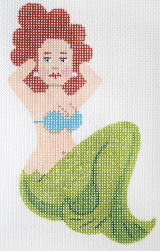 Labors of Love Mini Mermaid - Green & Turquois Needlepoint Canvas