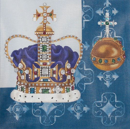 Leigh Designs Coronation Needlepoint Canvas with Stitch Guide