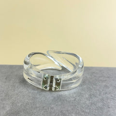 Vintage Clear Lucite Bypass Hinged Clamper Bracelet