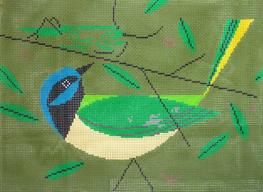 Charley Harper Green Jay Needlepoint Canvas