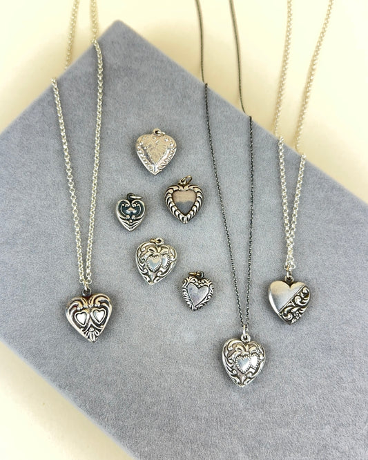 Vintage Sterling Silver Puffy Heart Charms