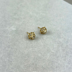 14k Rose Gold and Diamond Stud Earring in Quatrefoil Setting