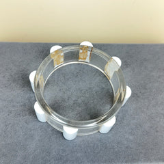 Vintage Clear and White Lucite Bangle Bracelet