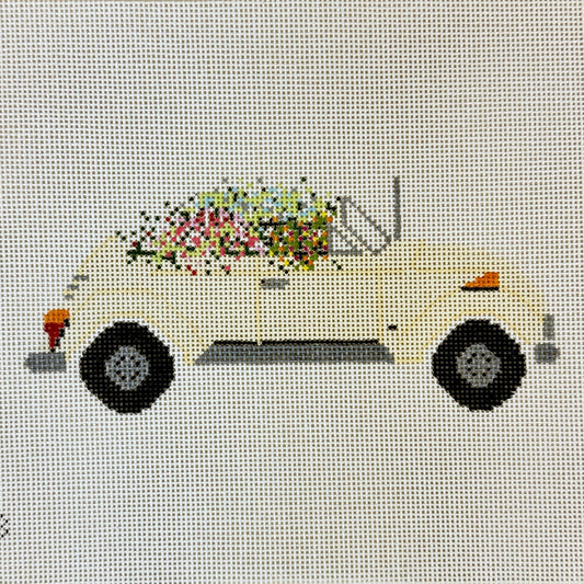 Stitch Style Volkswagen with Flowers Needlepoint Canvas