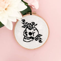 Innocent Bones Skull & Roses Modern Cross Stitch Kit