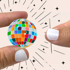 Embroidery and Sage Disco Ball Needle Minder