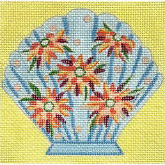Alice Peterson Co. Blue Floral Shell Needlepoint Canvas