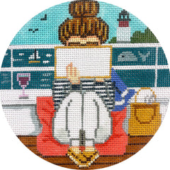 Alice Peterson Co. Gayla Elliot Stitching Girl Sailing Needlepoint Canvas