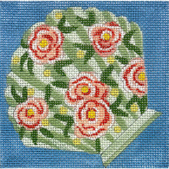 Alice Peterson Co. Green Floral Shell Needlepoint Canvas