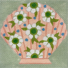 Alice Peterson Co. Pink Floral Shell Needlepoint Canvas