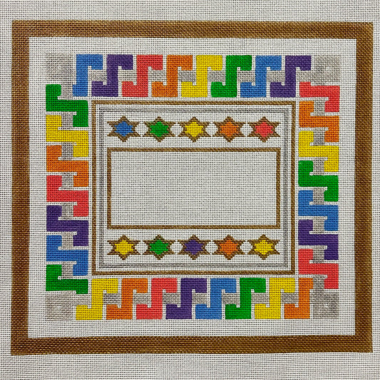 Alice Peterson Co. Rainbow Border White Tallis Bag Needlepoint Canvas