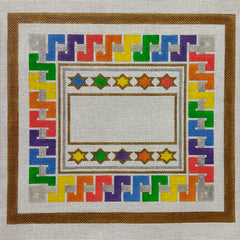 Alice Peterson Co. Rainbow Border White Tallis Bag Needlepoint Canvas