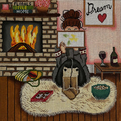 Alice Peterson Co. Gayla Elliott Stitching Girl Winter Needlepoint Canvas