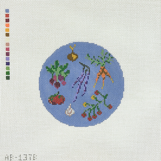 Alice & Blue In The Garden Round Needlepoint Canvas