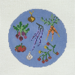 Alice & Blue In The Garden Round Needlepoint Canvas