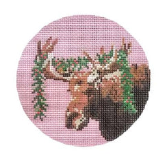 Alice & Blue Moose with Garland Needlepoint Canvas