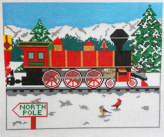 Ann Kaye Studio Red Locomotive Pillow Needlepoint Canvas