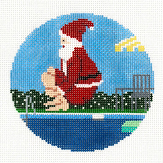 Ann Kaye Studio Sporty Santa Needlepoint Canvas - Cannonball