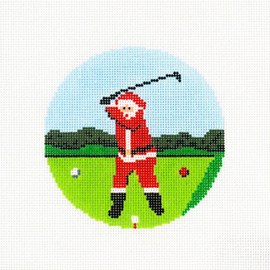 Ann Kaye Studio Sporty Santa Needlepoint Canvas - Golfer