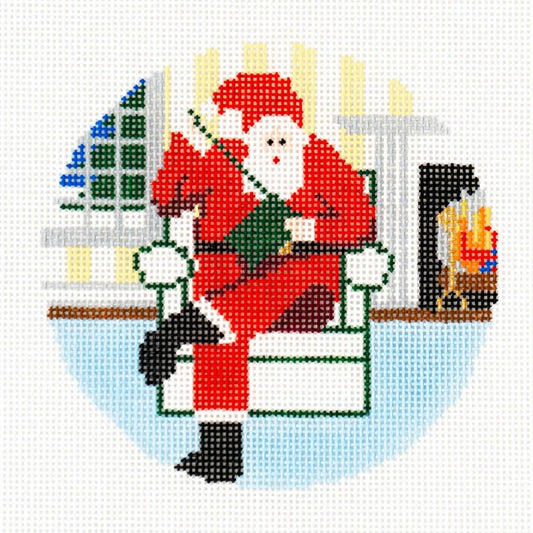 Ann Kaye Studio Sporty Santa Needlepoint Canvas - Needlepointer