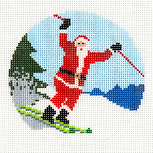 Ann Kaye Studio Sporty Santa Needlepoint Canvas - Skier
