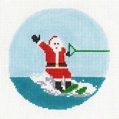 Ann Kaye Studio Sporty Santa Needlepoint Canvas - Waterskiing