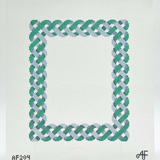 Anne Fisher Designs Basket Frame with Blue Braid Needlepoint Canvas