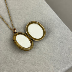 Antique Civil War Era Engraved Locket Necklace in 10k Rose Gold