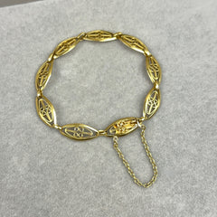 Antique French 18k Gold Filigree Link Bracelet