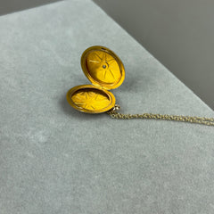 Antique Star Set Diamond Locket Necklace in 10k Gold