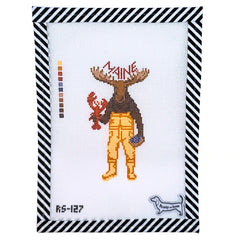Atlantic Blue Canvas Rooney & Stitch Maine Moose Needlepoint Canvas