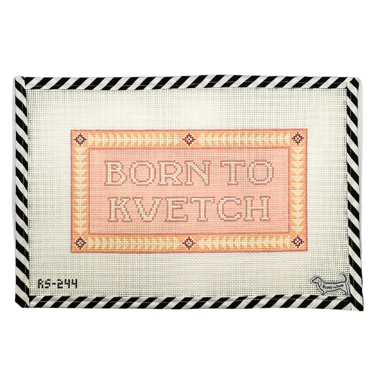Atlantic Blue Canvas Rooney and Stitch Born To Kvetch Needlepoint Canvas