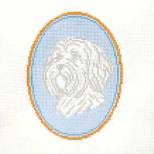Atlantic Blue Canvas Rooney and Stitch The Havanese Dog Cameo Needlepoint Canvas