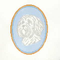 Atlantic Blue Canvas Rooney and Stitch The Havanese Dog Cameo Needlepoint Canvas